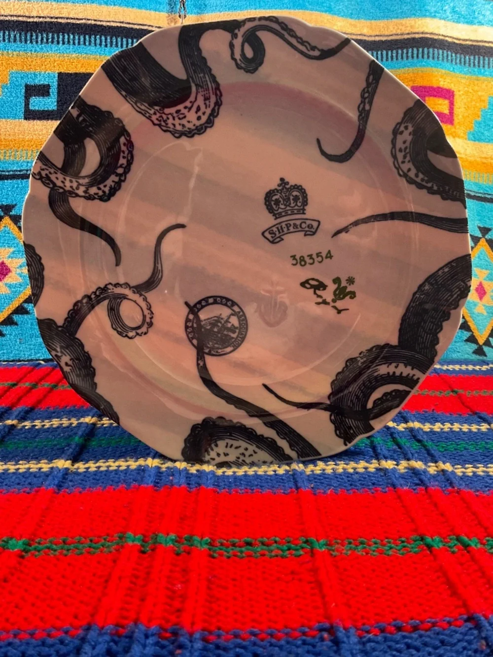 Anthropologie From The Deep Octopus Dinner Plates (2) Salad plate (1)